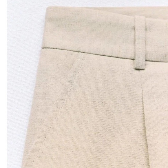 Zara Pleated High Rise Linen Blend Short Size M - Picture 10 of 11